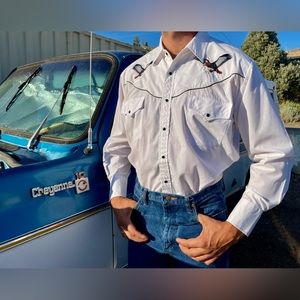 Vintage Ely Pearl snap western shirt XL